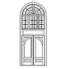 2-panel double door and 1/2 round multi-transom assembly
Unit Dimension 74" x 198"
Door Dimension 36" x 95"
Panels - Raised
Glazing - IG, SDL